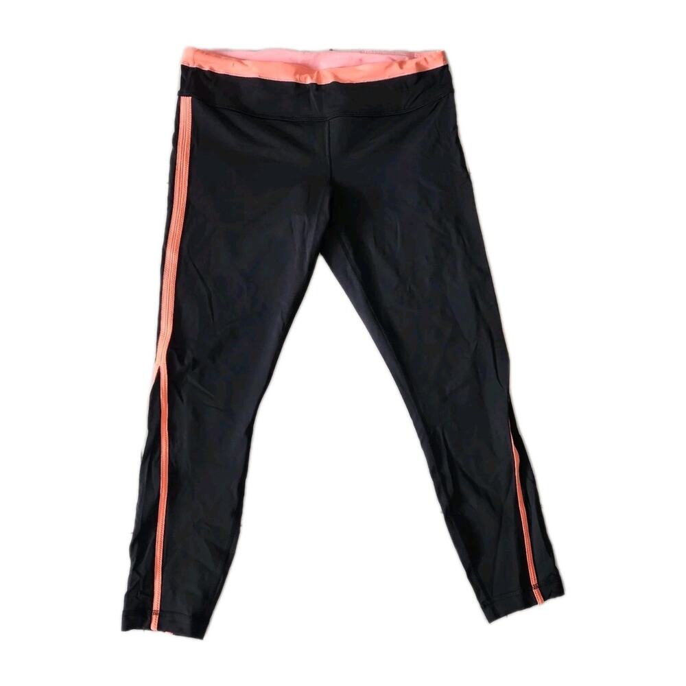 Lululemon Athletica Black/Coral Pink Cropped Leggings Size 10 Euc